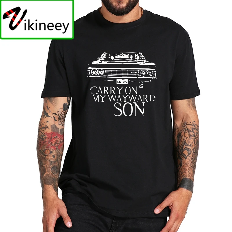 Supernatural Tv Series T Shirt Carry On My Wayward Son Songs Tshirt Eu Size 100 Cotton High Quality Tee Tops T Shirts Aliexpress