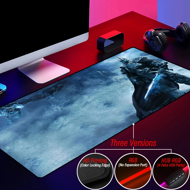 Illidan Arthas Led Gaming Mouse Pad World Of Warcraft Rgb Backlit Hub 4 Porte Usb Wow Tappetino Di Lettura Tappetino Personalizzato Personalizzato