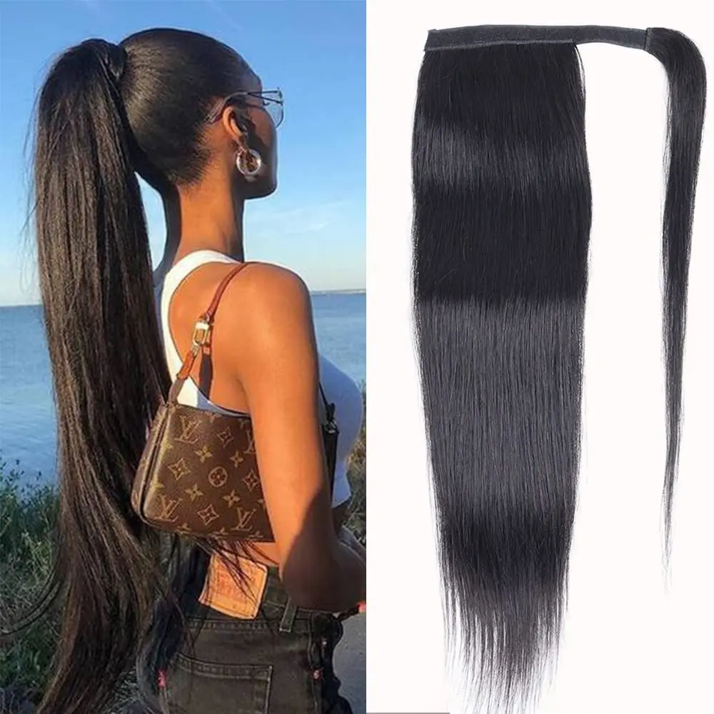 

Alipretty Straight Wrap Around Ponytail Human Hair Brazilian Ponytail Hair Extensions Drawstring Ponytails For Black Women