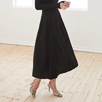 

Wool skirt women's medium length A-line skirt high waist knitted pleated skirt women's new fall / winter 2020 clothes