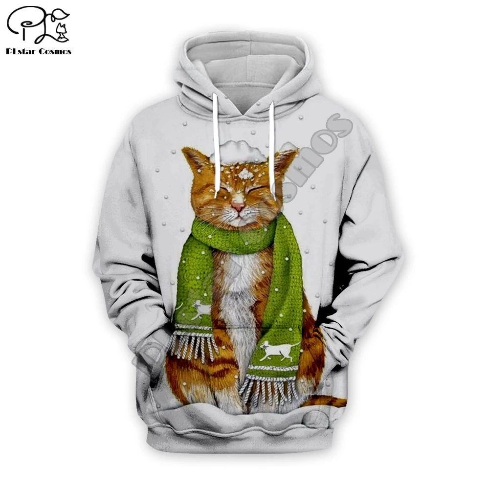 

Men Women snowflake Santa Cat Print 3D Hoodies Christmas Costume couples Sweatshirt zipper jacket Harajuku pullover