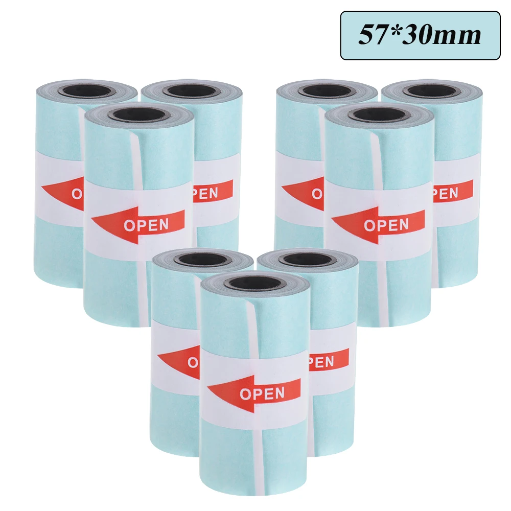 9 Rolls Printable Sticker Paper Roll Direct Thermal Paper Self-adhesive 57*30mm for PeriPage A6 Thermal Printer PAPERANG P1/P2