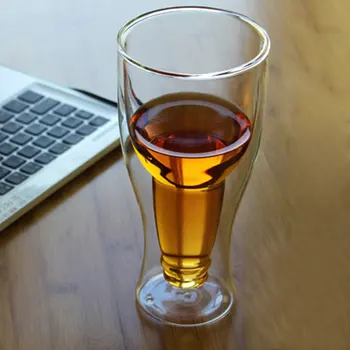 

Bar Double Walled Insulated Glass Mug Built-in Beer Bottle Shape High Borosilicate Multifunction Bar Drink Household Beer Cup