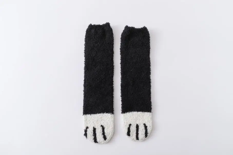Женские носки, новые бархатные носки без пятки кораллового цвета с когтями кошки, осенние и зимние теплые носки, носки-тапочки, Забавные милые домашние плюшевые носки в стиле хип-хоп - Цвет: B-04