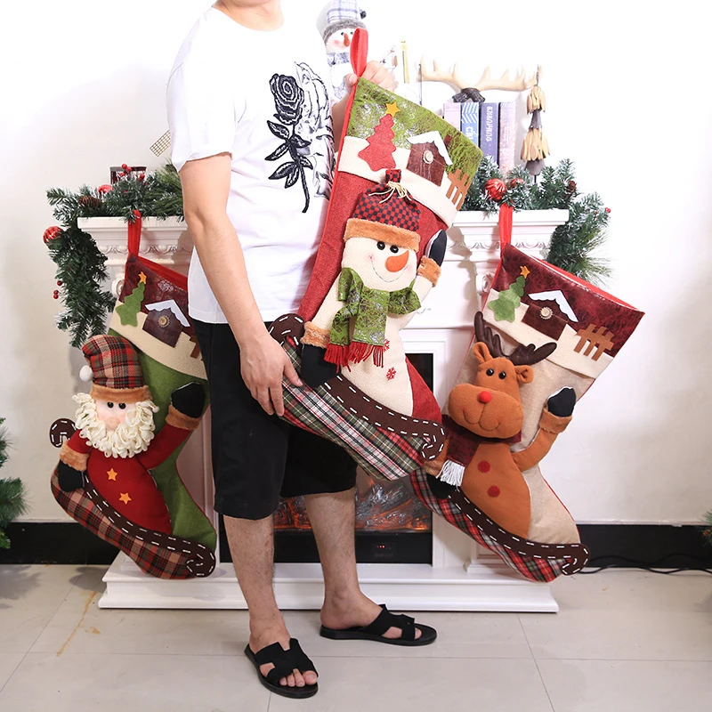 

Super Size Big Santa Claus Snowman Elk Stocking Christmas Tree Decoration Christmas Gift Bags Stocking Socks Xmas Tree Ornaments