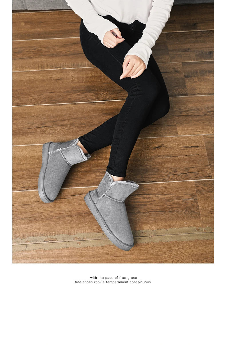 CINESSD/женские зимние ботинки из водонепроницаемого флока без шнуровки; новые теплые зимние женские классические короткие ботинки на меху на платформе с круглым носком; Botas Mujer