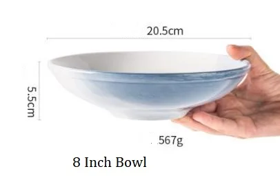 8 inch Bowl Домашняя Корейская керамическая посуда Скандинавская тарелка набор чаши для риса и супа мгновенная супница круглый стейк десертный ужин тарелка - Цвет: 8 inch Bowl