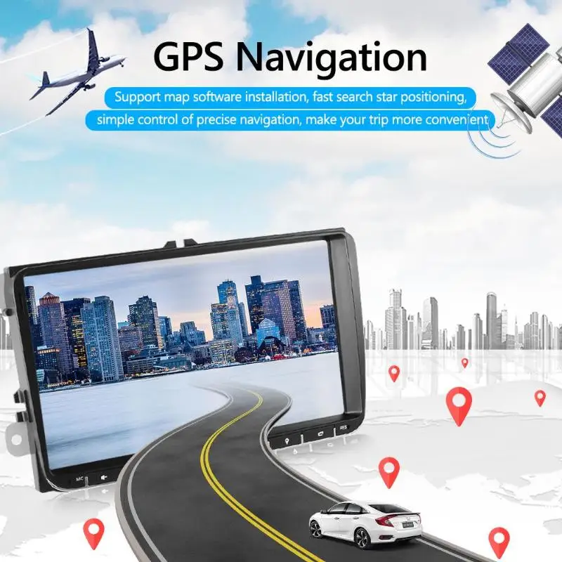 Android 9,0 Автомобильная gps навигационная камера с двумя экранами дисплеями Bluetooth WiFi 9 дюймов в приборной головке
