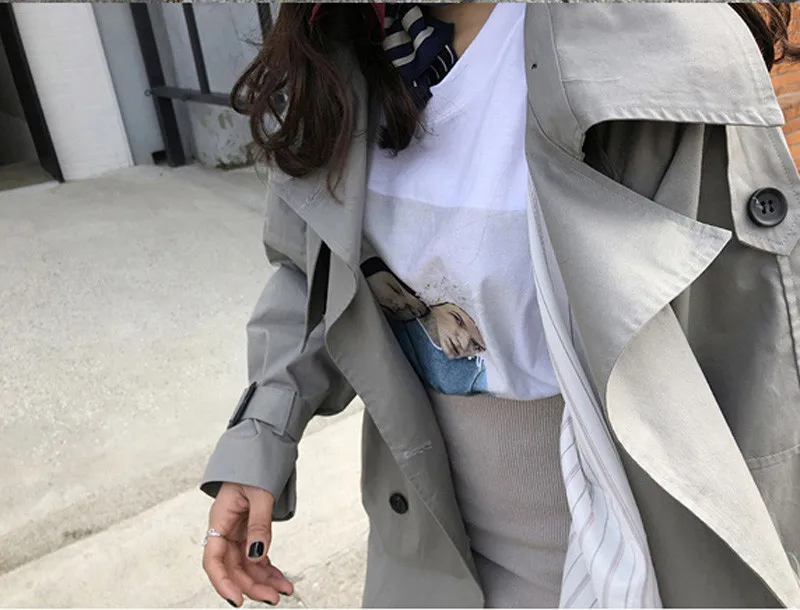 BGTEEVER Vintage Oversized Double Breasted Trench Coats Women Sashes Long Loose Female Windbreaker Overcoats Autumn Winter