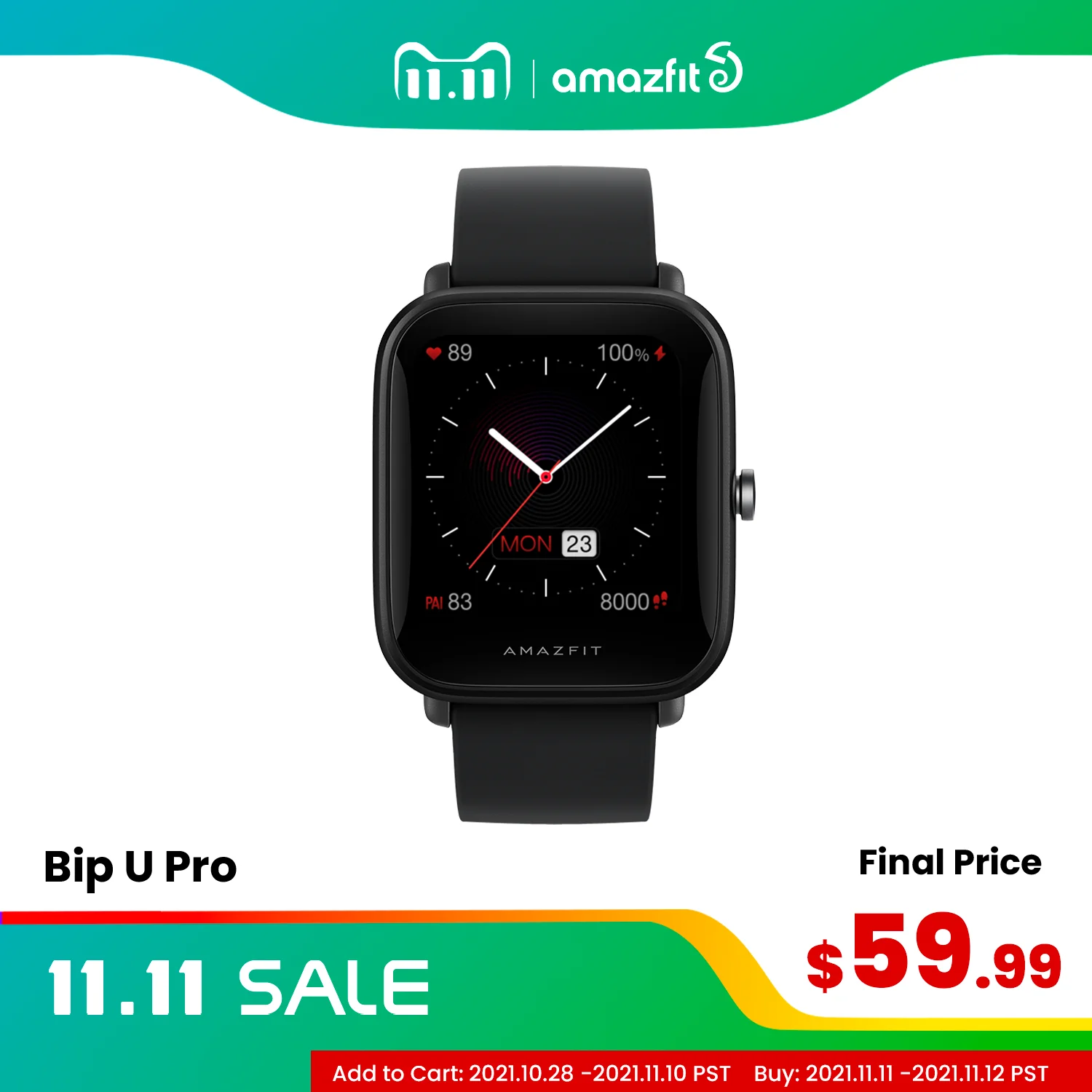  Смарт-часы Amazfit Bip U Pro, GPS, цветной экран, 31 ГБ, 5 АТМ, водостойкие, 60 +, спортивный режим, Смарт-часы для Android 