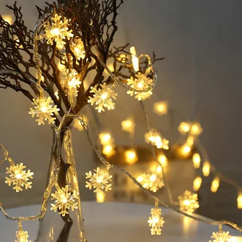 

LED Snowflake String Lights Colorful Fairy Garland Decoration For Christmas Tree New Year Room Valentine's Day Battery Operated