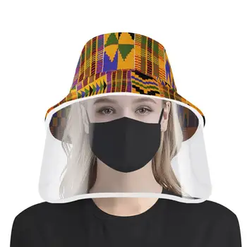 

Aftro African Printing Women's Bucket Hat Summer Ladies Sun Fishment Hat With Easy Clear Face Shield Safety Dust Protective Cap