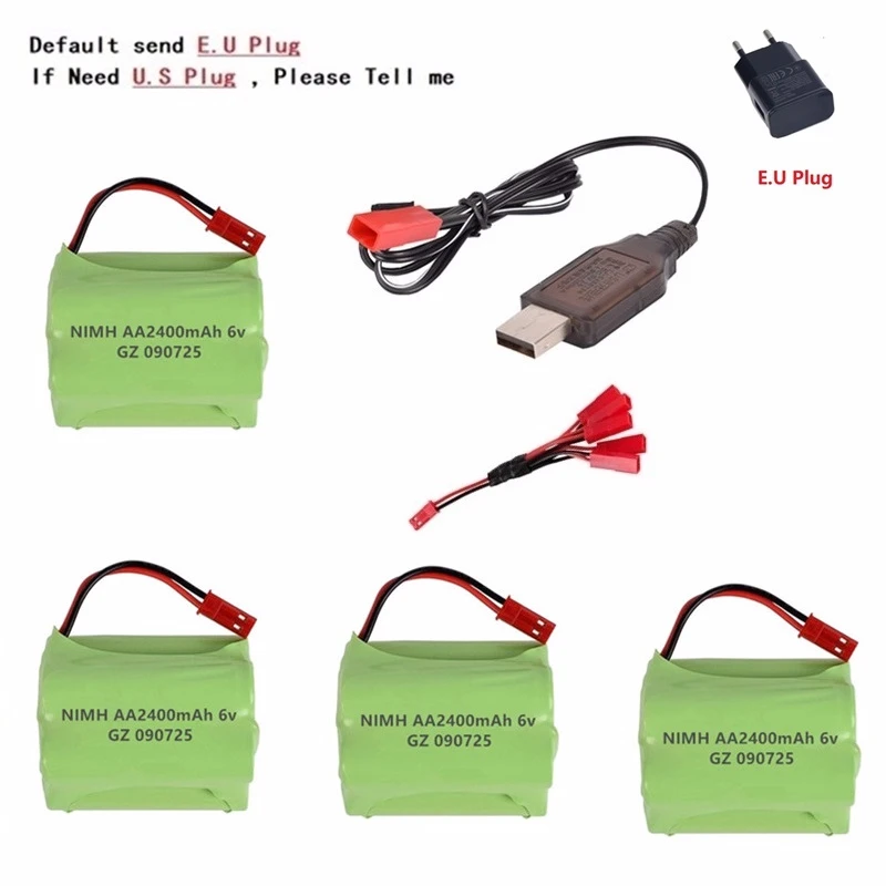 JST Plug) NiMH 6v 2400mah батарея+ USB зарядное устройство для Rc игрушки автомобили танки роботы для лодок, грузовиков пистолеты AA 6v перезаряжаемый аккумулятор - Цвет: Peacock Blue