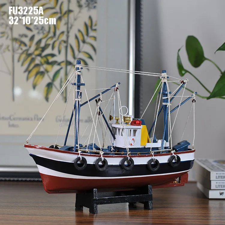 Деревянная Парусная модель креативный и декоративный корабль без холста сувенир подарок на день рождения красный и синий