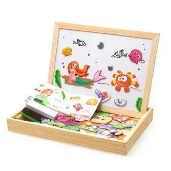 

Children Wooden Drawing Board Magnetic Puzzle Painting Board Educational Toy