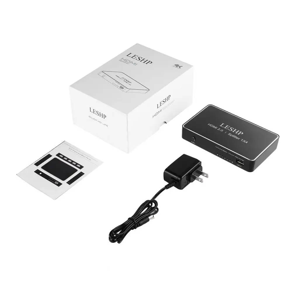 LESHP 1 Port HDMI Input 4 Port HDMI Output HDMI 2.0 Splitter With USB Charge Support 1080P 3D Compliant HDMI 2.0 HDCP 2.2 LESHP 1 Port HDMI Input 4 Port HDMI Output HDMI 2.0 Splitter With USB Charge Support 1080P 3D Compliant HDMI 2.0 HDCP 2.2