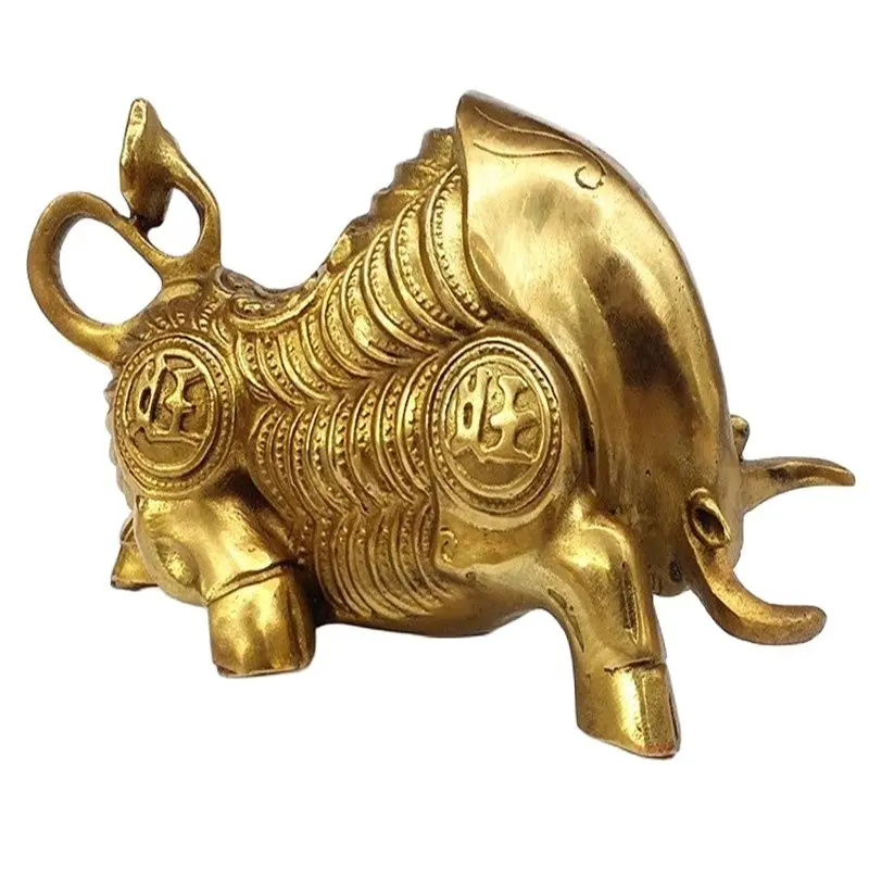 

China Brass Statue Get Rich Bull Copper Fengshui Statue