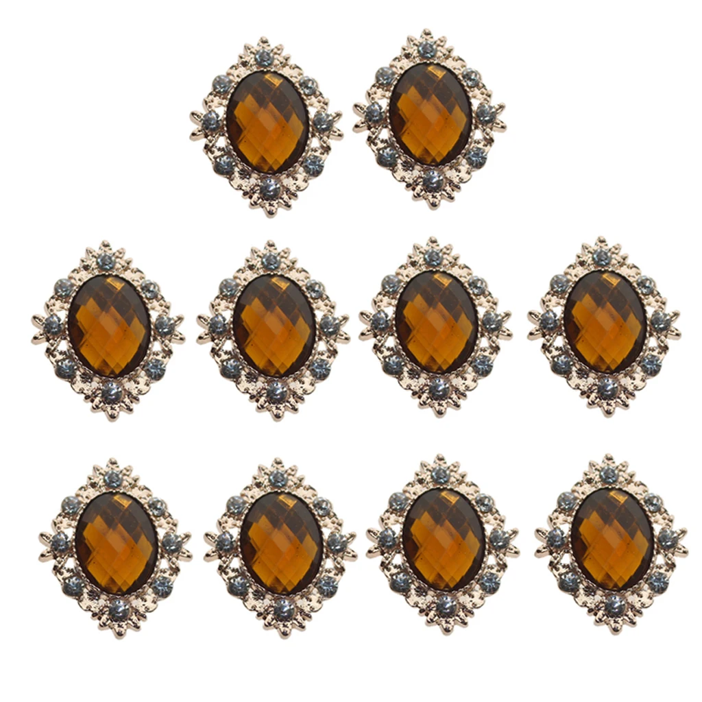 10X Diamante Rhinestone Bead Flat Back Button Scrapbook Sewing Embellishment