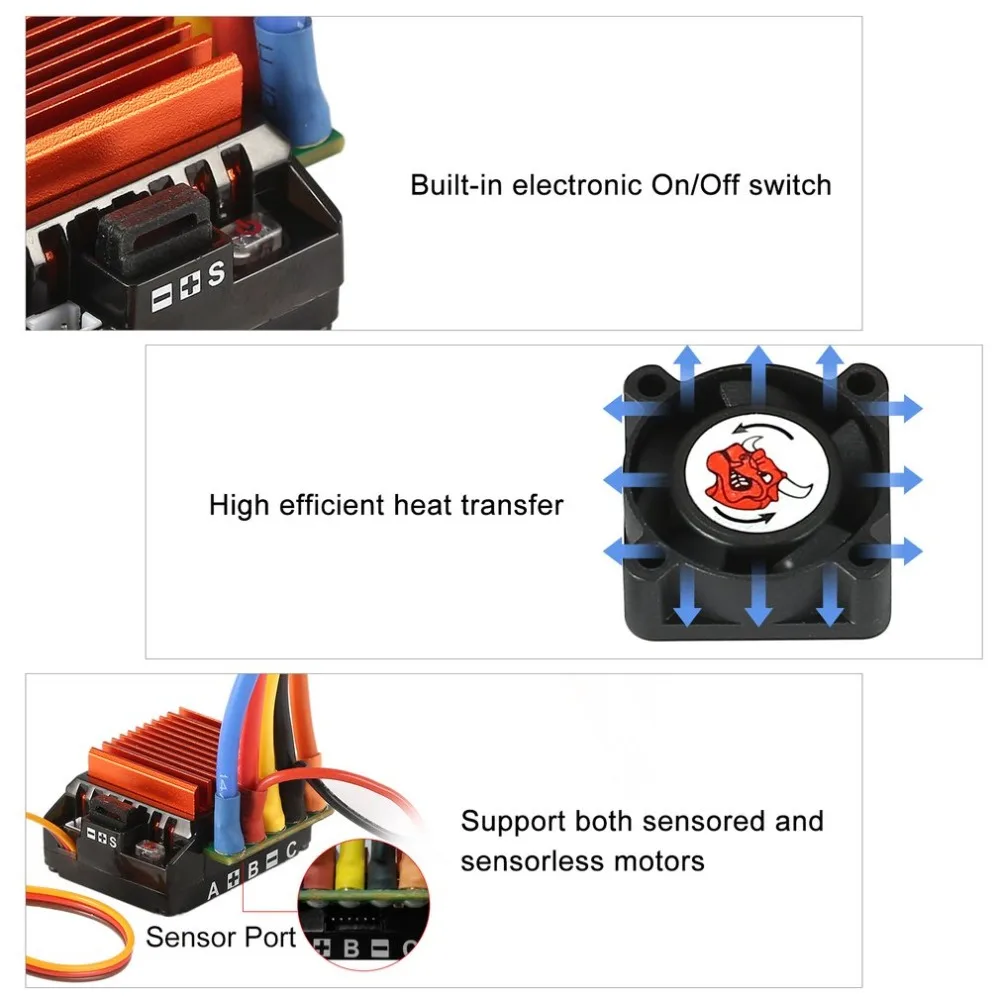 SKYRC 4000KV 8,5 T 2P сенсорный бесщеточный двигатель+ CS60 60A сенсорный ESC+ светодиодный набор карт для 1/10 1/12 RC багги автомобиль