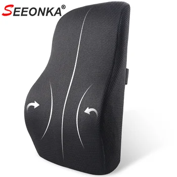 

Lumbar Support for Office Chair 3D Mesh Super Soft Chair Back Pillow Car Seat Cushion Back Pain Polyester Black Orthopedic