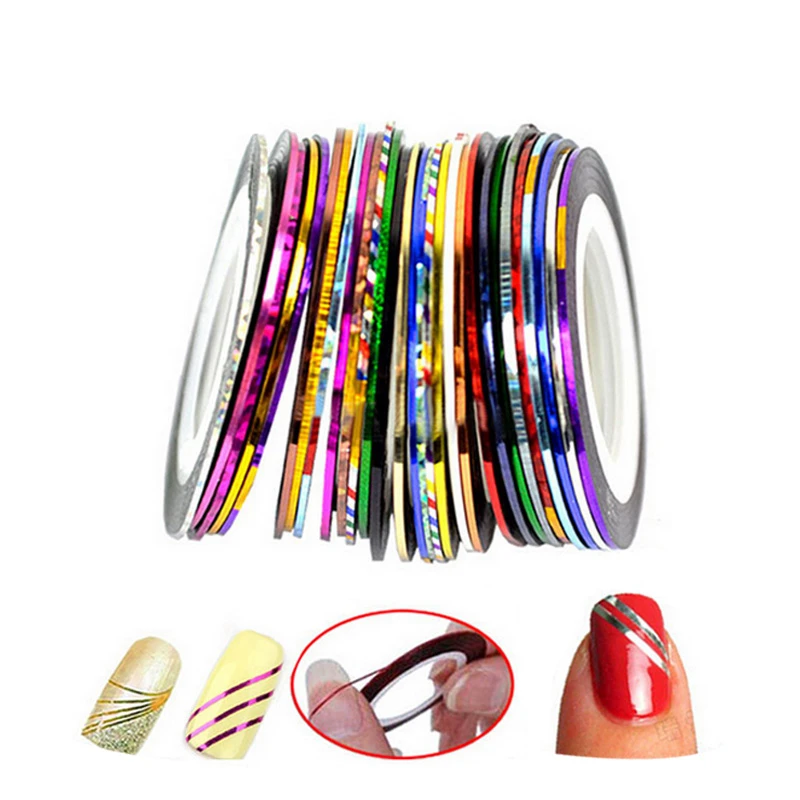 

10pcs/pack Hot Mix Colors Rolls Metallic Striping Tape Line DIY Nail Art Tips Sticker Decoration Manicure Tools