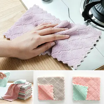 

Super Absorbent Microfiber Kitchen Dish Cloth Coral Fleece Household Cleaning Towel Set Drying Washcloths 27x15cm