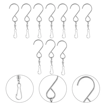

10 PCS Hanging Hooks Practical Rotating Durable Stainless Steel Light Holder Bird Cage Hook