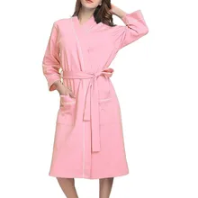 Осенне-зимний теплый банный халат из хлопка, женская пижама до колен, ночная рубашка, женское белье, банный халат, женская одежда для сна