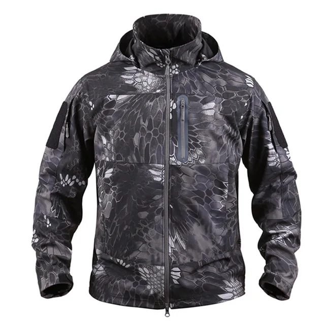 Snake Black Верхняя одежда военная куртка тактическая армейская камуфляжная ветровка пальто мягкая оболочка куртки мужские водонепроницаемые ветрозащитные Скрытые Тактические - Цвет: Snake Black