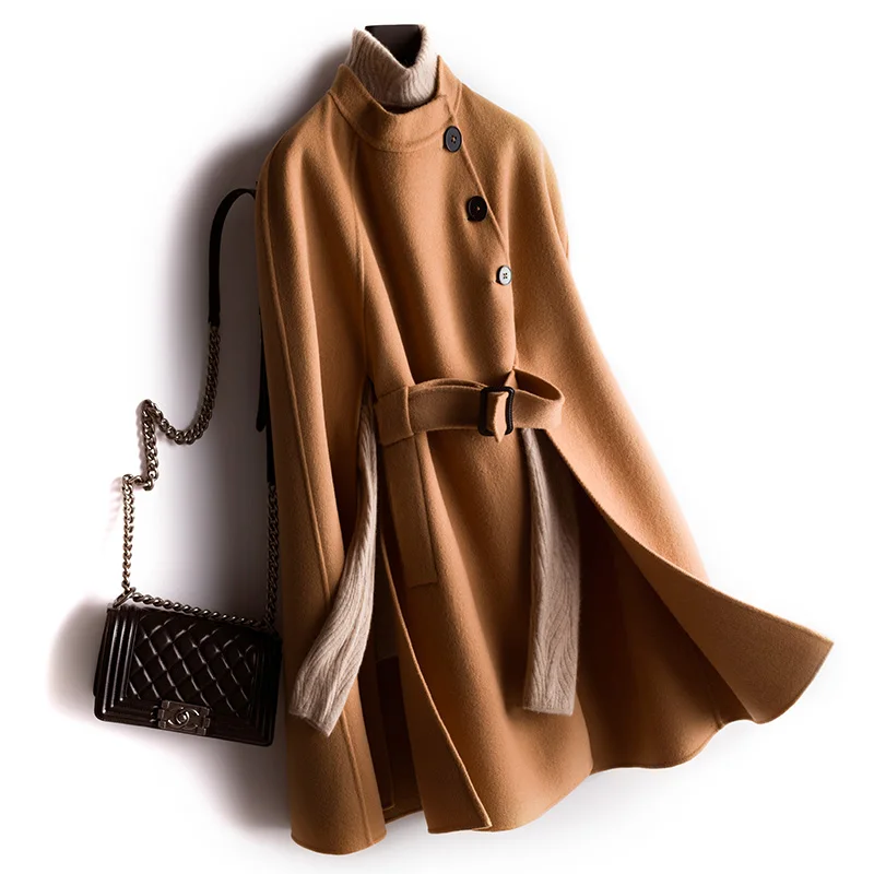 KMETRAM Fashion 100% Wool Coat Autumn Winter Jacket Women Cloak Woolen Female Long Trench Coats Manteau Femme P038 | Женская одежда
