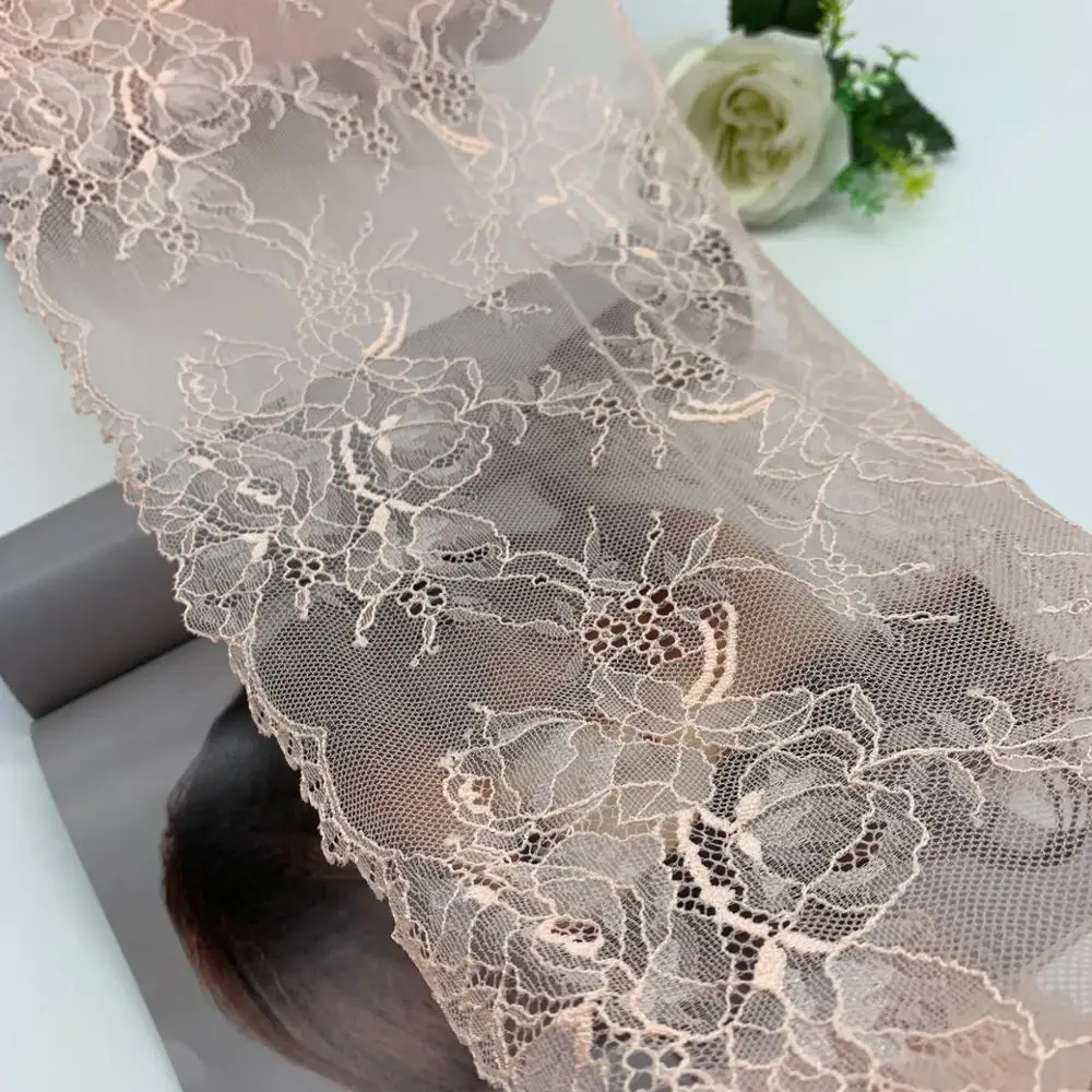

3y/lot 23cm Pink Apricot Stretch Lace Trim For Lingerie Thin Sewing Craft DIY Apparel Fabrics Lace Garment Accessory