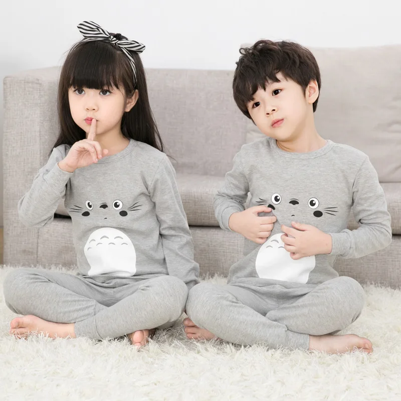 Spring Autumn Long Sleeve Cotton Boys Pajamas Sets Totoro Pyjamas Kids Pijamas for Teenager Teens Sleepwear for 8 10 12 14 Years cotton pajama sets