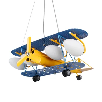 

Modern Eye Protection LED Airplane Children's Chandelier American Simple Boy's Room Bedroom Study Creative Cartoon Hanging Lamp