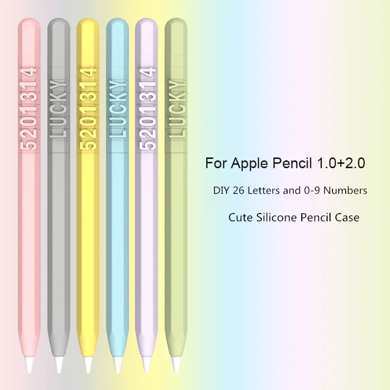 Cute Candy Color Silicone Pencil Case For Apple Pencil 2 1 For Ipad Tablet Touch Pen Funny Diy Letter Number Protective Cover Tablet Touch Pens Aliexpress