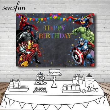 

Sensfun Comics Superhero Avengers Spiderman Photography Backdrop Children Birthday Photo Backdrop Prop Studio Backdrop Banner