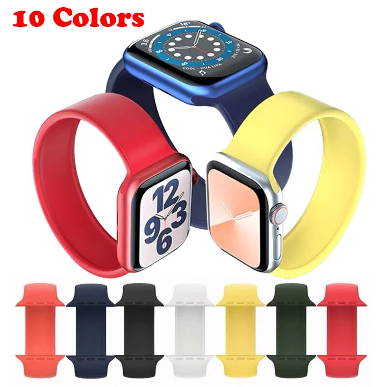 Strap for Apple Watch 5 Band 44mm 40mm for Iwatch Bands 38mm 42mm Belt Solo Loop Bracelet Watchband for Series 6 5 4 3 SE afbeelding