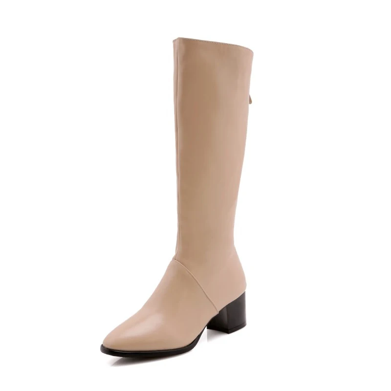 Big Size 14 15 16 17 Fashion of Europeans and Americans with round head square heel zipper long barrel thin boots | Обувь
