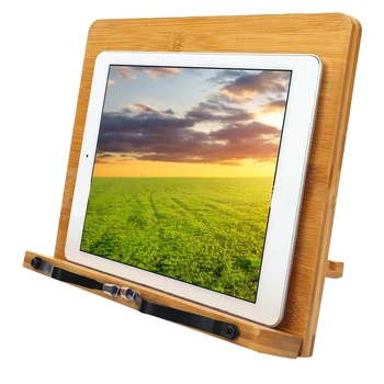 

Book Stand Laptop Music Score Adjustable Angle Document Reading Holder Eye Protection Office Bamboo Practical Desktop Students