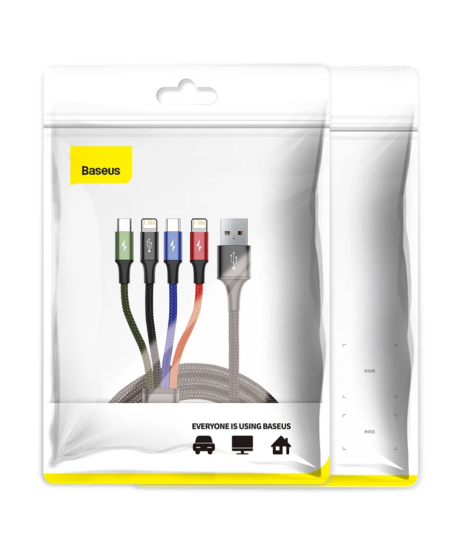 Cabo para Iphone Cabo para Samsung 4 em 1 Usb tipo c 3 em 1 Baseus Cabo Usb c Xiaomi Nota 8 Micro 11 Pro Max 18 em 1 cabo usb usb c cabo