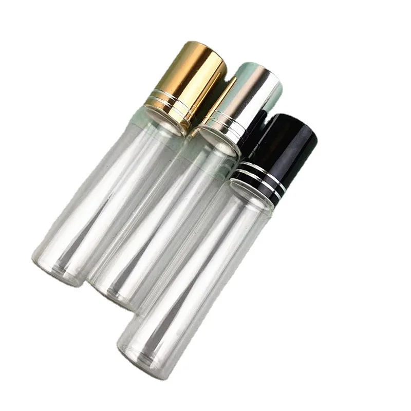 

10ml Glass Roller Bottles For Essential Oils Gold Black Silver Portable Cosmetic Containers Refillable Perfume Roll On Bottle