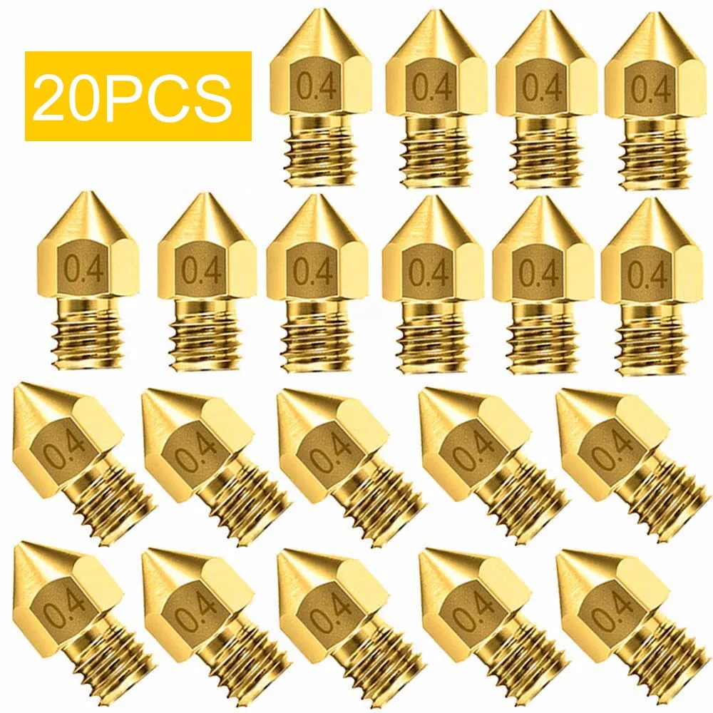 10/20Pcs 3D Printer Nozzle Accessory MK8 0.4mm For CR-10 For Ender 3 For Anet A8 wholesale high quality In Stock
