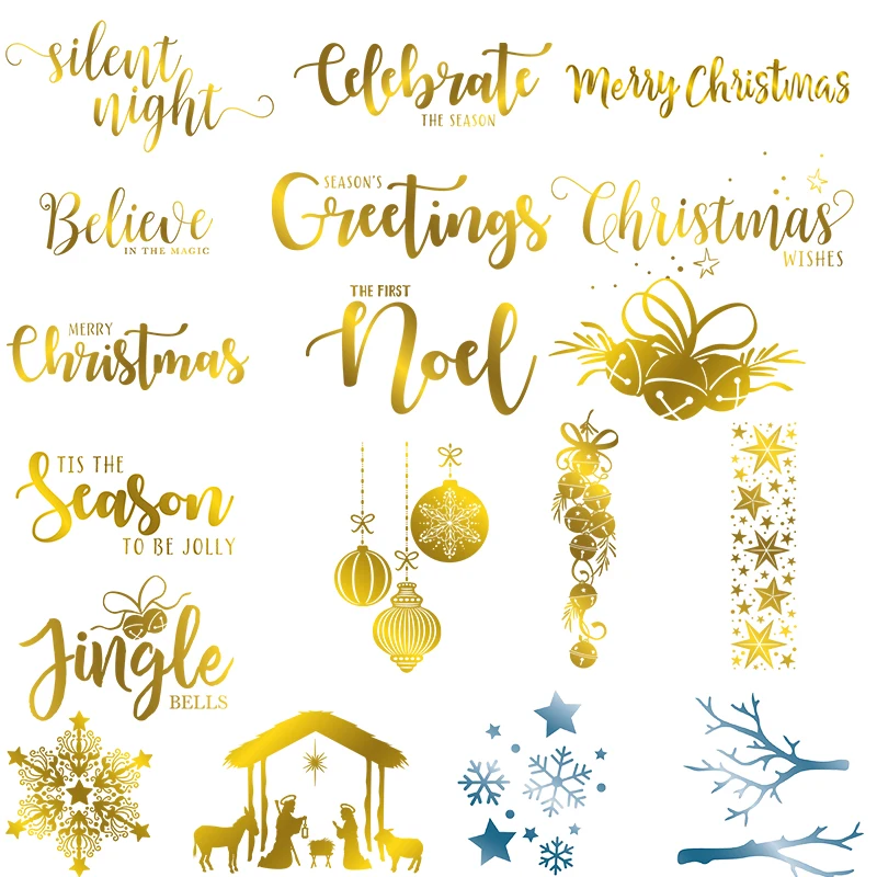 

Christmas Elements Letters Snowflake Tree Hot Foil Plates For DIY Scrapbooking Letterpress Embossing Cards New 2019