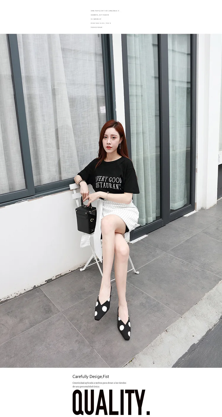 

Spring Online Celebrity Korean-style Cloth Pointed-Toe Small Square Head Low Heel Slip-on Lazy Closed-toe ban tuo xie WOMEN'S Sh