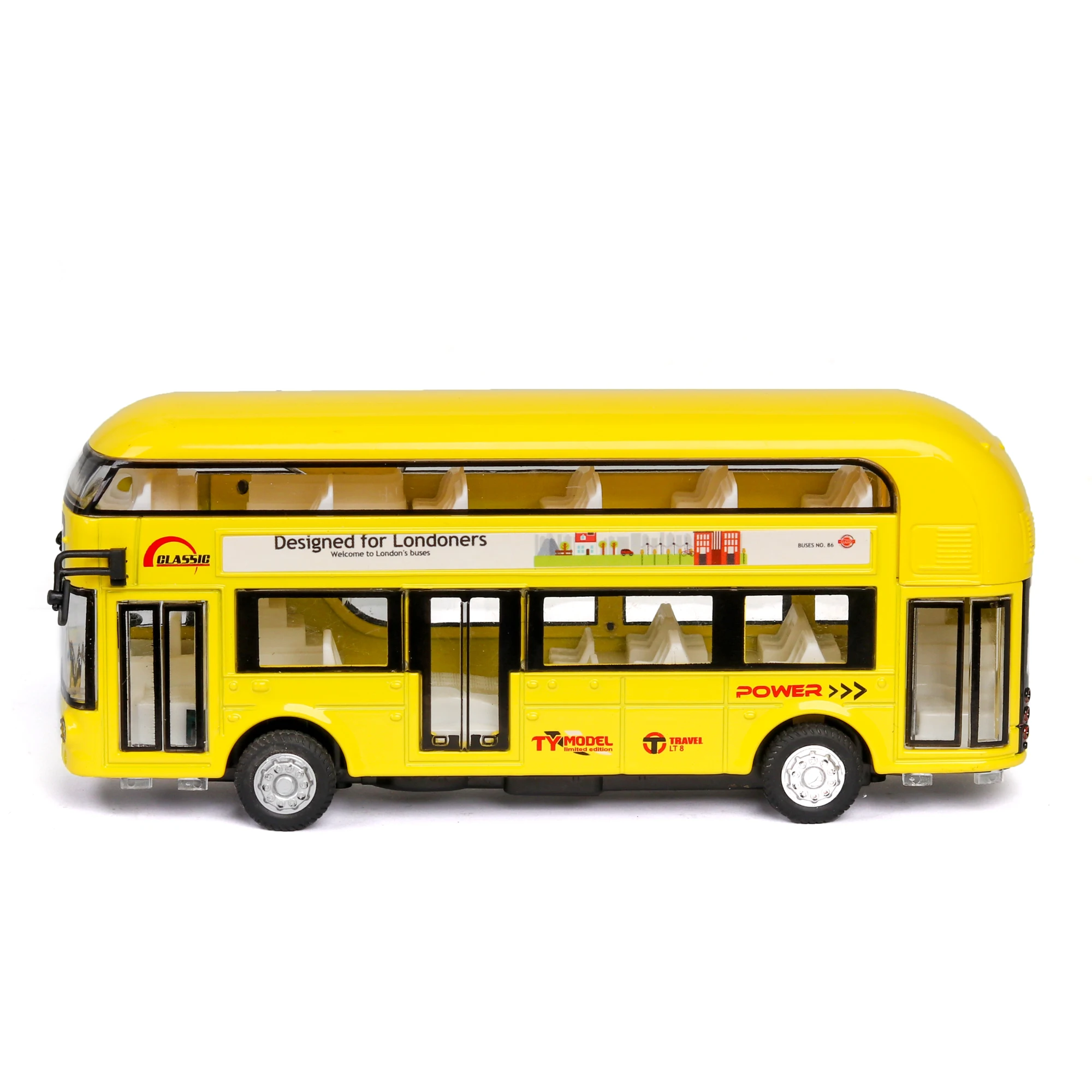 Sale High Quality 1:32 Alloy Pull Back Bus Model,High Imitation Double Sightseeing Bus,Flash Toy Vehicle,Free Shipping Kids Toys