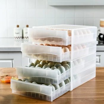 

Kitchen Drawer Type Double Layer Egg Box 60 Grid Large Capacity Storage Box Portable Kitchen Storage Freshness Box Refrigerator