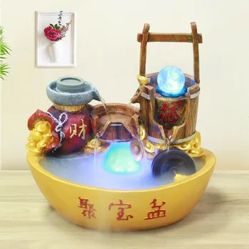 

Creative Decoration Cornucopia Bucket of Golden Bafanglaicai Opening Gift Feng Shui Turn Water Resin Craft Humidifier