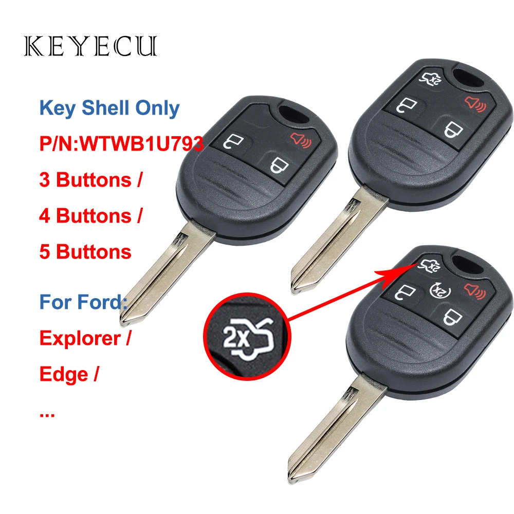 Keyecu чехол для пульта дистанционного управления 3/4/5 кнопки Ford Edge Explorer Lincoln Mazda Mercury