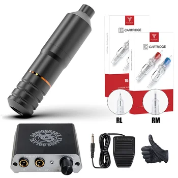 

Dragonhawk New Tattoo Kit Set Motor Pen Machine Gun Power Supply Needles
