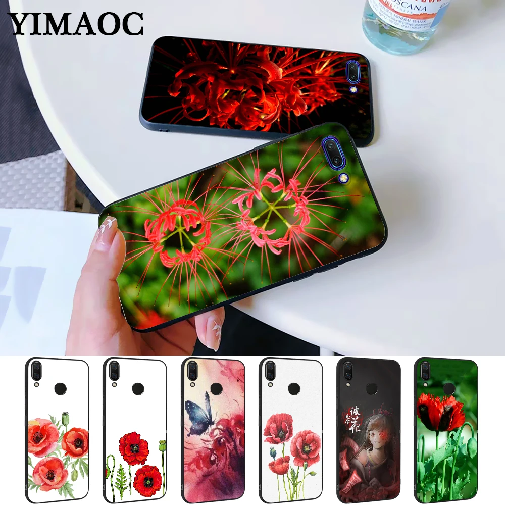 manjusaka Poppies flower Silicone Case for Huawei honor 6A 7A Pro 7X 8 Lite 8X 8C 9 Note 10 View 20 9X |