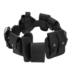 Tático 10 pçs multifuncional cintos de segurança ao ar livre treinamento militar polices guarda kit utilitário cinto dever com bolsa conjunto